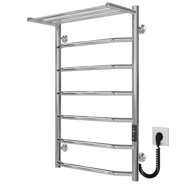 Kup elektryczny podgrzewacz ręczników Trapezium with shelf P7 500х800 Deffi stal nierdzewna (Chrome, JD03, Prawe połączenie) 
