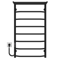 Elektrischer Handtuchwärmer Trapezoid with shelf R8 500х900 Deffi edelstahl (Schwarz, JD03, Linker Anschluss)