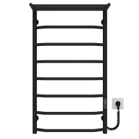Electric heated towel rail Trapezoid with shelf R8 500х900 Deffi stainless steel (Black, JD03, Right connection)