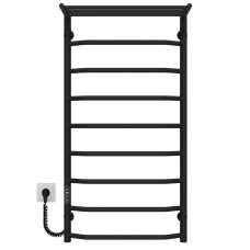 Electric heated towel rail Trapezoid with shelf R9 500х1000 Deffi stainless steel (Black, JD03, Left connection)