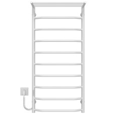 Electric heated towel rail Trapezoid with shelf R10 500х1100 Deffi stainless steel (White, WD03, Left connection)