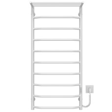 Electric heated towel rail Trapezoid with shelf R10 500х1100 Deffi stainless steel (White, WD03, Right connection)