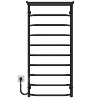 Electric heated towel rail Trapezoid with shelf R10 500х1100 Deffi stainless steel (Black, JD03, Left connection)