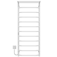 Electric heated towel rail Trapezoid with shelf R12 500х1300 Deffi stainless steel (White, WD03, Left connection)