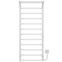 Elektrischer Handtuchwärmer Trapezoid with shelf R12 500х1300 Deffi edelstahl (Weiss, WD03, Richtige Verbindung)