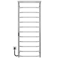 Elektrischer Handtuchwärmer Trapezoid with shelf R12 500х1300 Deffi edelstahl (Chrom, JD03, Linker Anschluss)