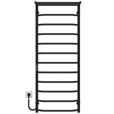 Elektrischer Handtuchwärmer Trapezoid with shelf R12 500х1300 Deffi edelstahl (Schwarz, JD03, Linker Anschluss)