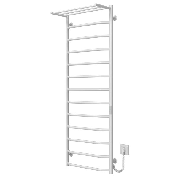 Kup elektryczny podgrzewacz ręczników Trapezium with shelf P13 500х1400 Deffi stal nierdzewna (Biały, WD03, Prawe połączenie) 
