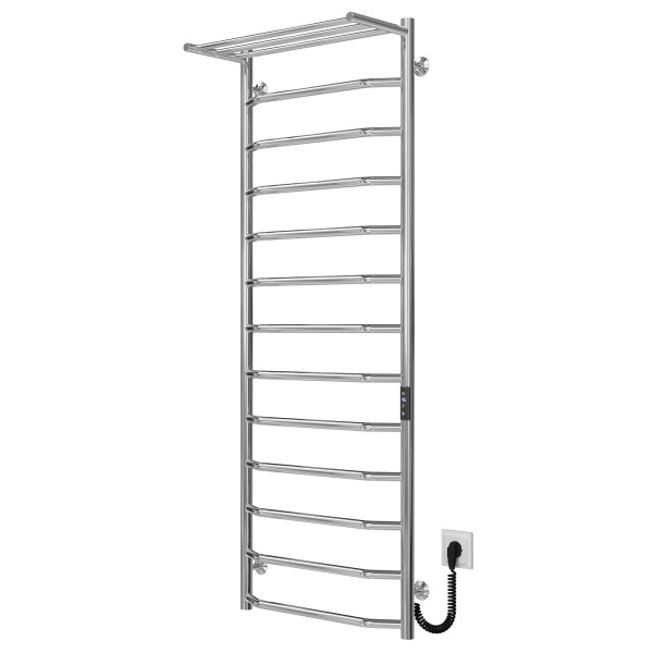 Kup elektryczny podgrzewacz ręczników Trapezium with shelf P13 500х1400 Deffi stal nierdzewna (Chrome, JD03, Prawe połączenie) 