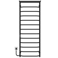 Electric heated towel rail Trapezoid with shelf R13 500х1400 Deffi stainless steel (Black, JD03, Left connection)