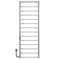 Electric heated towel rail Trapezoid with shelf R15 500х1500 Deffi stainless steel (Chrome, JD03, Left connection)