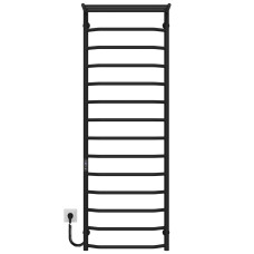Electric heated towel rail Trapezoid with shelf R15 500х1500 Deffi stainless steel (Black, JD03, Left connection)