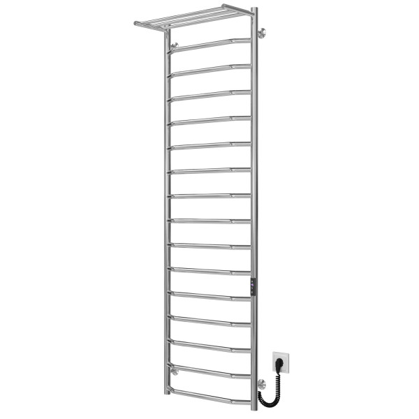 Kup elektryczny podgrzewacz ręczników Trapezium with shelf P16 500х1700 Deffi stal nierdzewna (Chrome, JD03, Prawe połączenie) 
