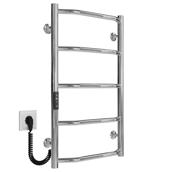 Buy electric heated towel rail Trapezium P5 400х700 Deffi stainless steel (Chrome, JD03, Left connection)