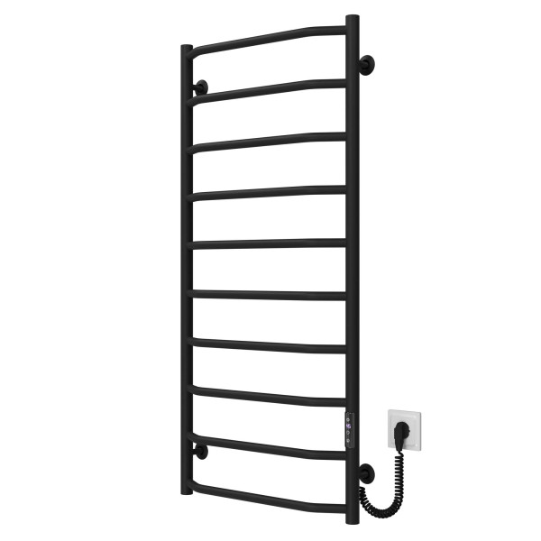 Kup elektryczny podgrzewacz ręczników Trapezium P10 500х1100 Deffi stal nierdzewna (Czarny, JD03, Prawe połączenie) 