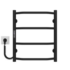 Elektrischer Handtuchwärmer Trapezium P4 400х500 Deffi edelstahl (Schwarz, JD03, Linker Anschluss)