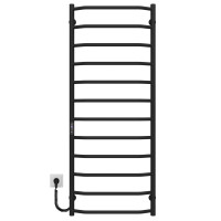 Elektrischer Handtuchwärmer Trapezium P12 500х1300 Deffi edelstahl (Schwarz, JD03, Linker Anschluss)