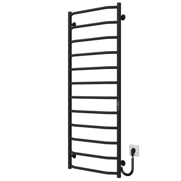 Kup elektryczny podgrzewacz ręczników Trapezium P12 500х1300 Deffi stal nierdzewna (Czarny, JD03, Prawe połączenie) 