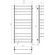 Buy water heated towel rail Lux P12 500х1100 Deffi stainless steel (Black, Side left connection)