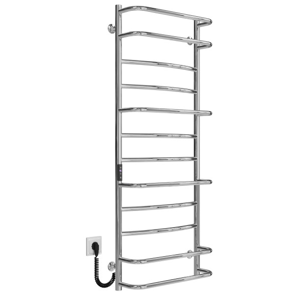 Buy electric heated towel rail Aquamix P12 500х1300 Deffi stainless steel (Chrome, JD03, Left connection)