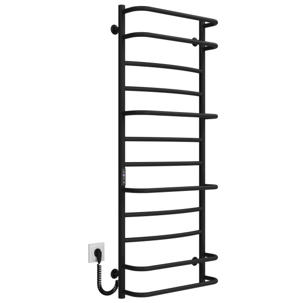 Buy electric heated towel rail Aquamix P12 500х1300 Deffi stainless steel (Black, JD03, Left connection)