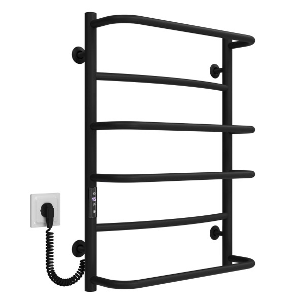 Buy electric heated towel rail Aquamix P6 400х700 Deffi stainless steel (Black, JD03, Left connection)