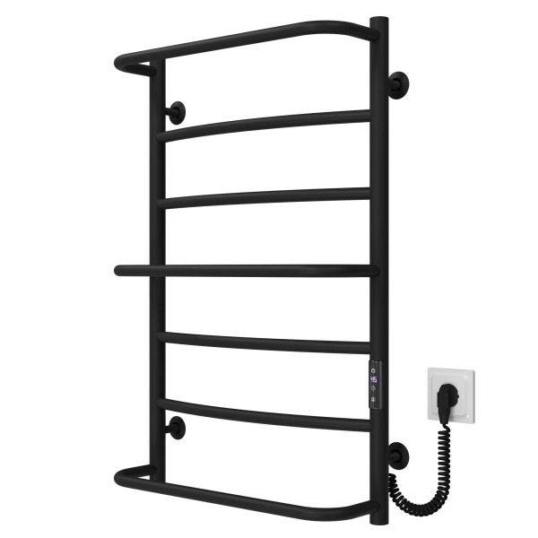 Buy electric heated towel rail Aquamix P7 500х800 Deffi stainless steel (Black, JD03, Right connection)