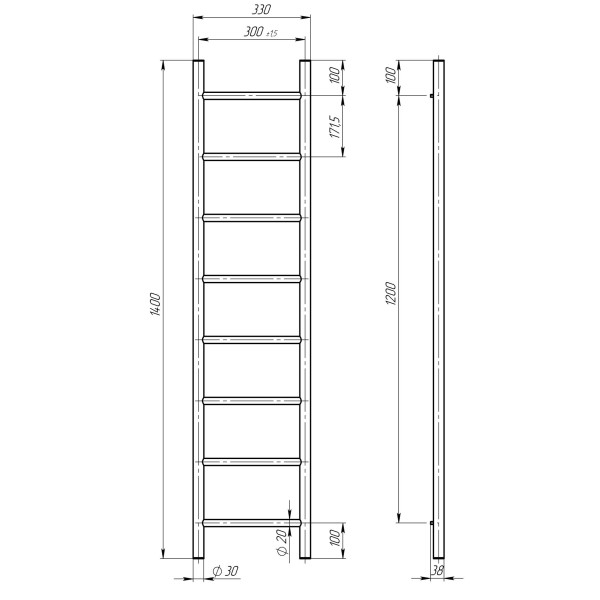 Elektrischen Handtuchwärmer kaufen Orion P8 300х1400 Deffi edelstahl (Chrom, JD03, Richtige Verbindung) 