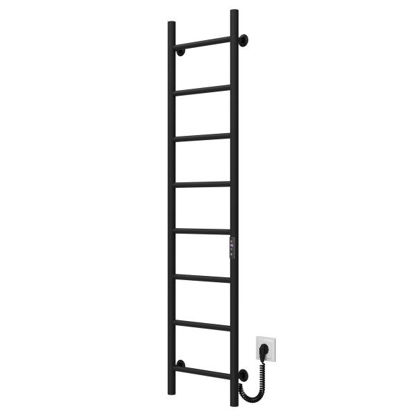 Buy electric heated towel rail Orion P8 300х1400 Deffi stainless steel (Black, JD03, Right connection)