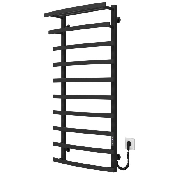 Buy electric heated towel rail Lotos P10 400х1200 Deffi stainless steel (Black, JD04, Right connection)
