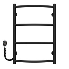 Electric heated towel rail Classic P4 400х600 Deffi stainless steel (Black, EF16, Left connection)