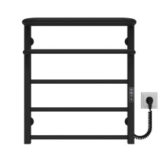 Electric heated towel rail Lux Hotel P5 400х600 Deffi stainless steel (Black, JD04, Right connection)