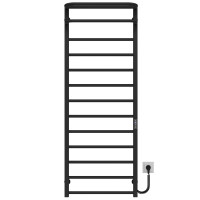 Electric heated towel rail Lux Hotel P13 600х1400 Deffi stainless steel (Black, JD04, Right connection)