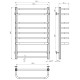 Buy electric heated towel rail Lux P9 500х800 Deffi stainless steel (White, WD04, Right connection)