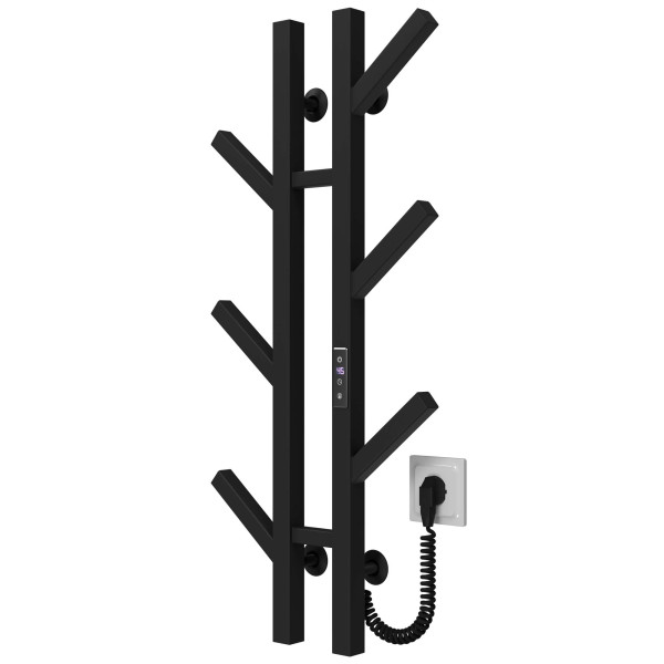 Buy electric heated towel rail Sakura P6 100х800 E Deffi stainless steel (Black, JD04, Right connection)