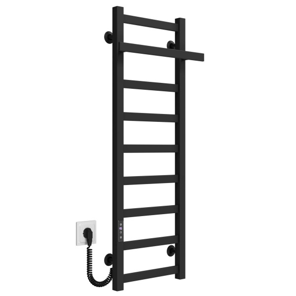Buy electric heated towel rail Nicolе P9 300х1000 Deffi stainless steel (Black, JD04, Left connection)