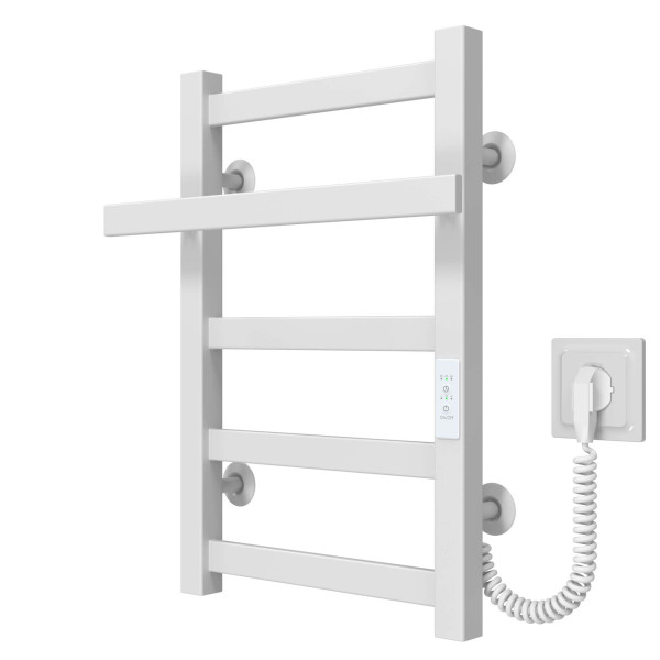 Buy electric heated towel rail Nicolе P5 300х500 Deffi stainless steel (White, WD04, Right connection)