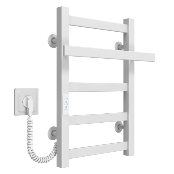 Buy electric heated towel rail Nicolе P5 400х500 Deffi stainless steel (White, WD04, Left connection)