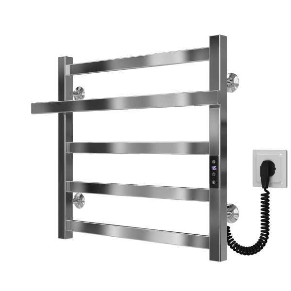 Buy electric heated towel rail Nicolе P5 500х500 Deffi stainless steel (Chrome, JD04, Right connection)