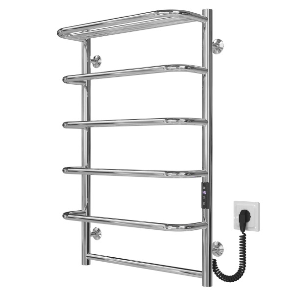 Buy an electric heated towel rail Standard with shelf P6 500х800 Deffi stainless steel (Chrome, JD03, Right connection)