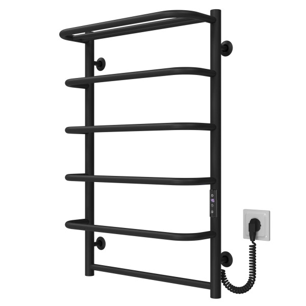 Kup elektryczny podgrzewacz ręczników Standard with shelf P6 500х800 Deffi stal nierdzewna (Czarny, JD03, Prawe połączenie) 