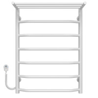 Electric heated towel rail Trapezoid with shelf R7 500х700 Deffi stainless steel (White, EF16, Left connection)