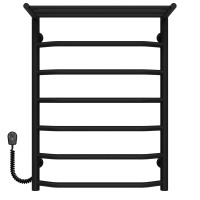 Electric heated towel rail Trapezoid with shelf R7 500х700 Deffi stainless steel (Black, EF16, Left connection)