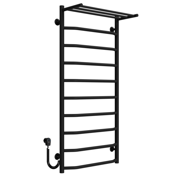 Kup elektryczny podgrzewacz ręczników Trapezium with shelf P10 500х1100 Deffi stal nierdzewna (Czarny, EF16, Połączenie lewe) 