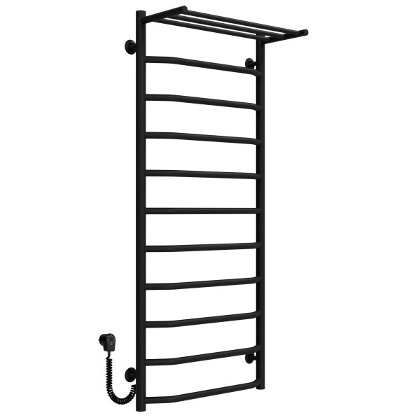 Kup elektryczny podgrzewacz ręczników Trapezium with shelf P11 500х1200 Deffi stal nierdzewna (Czarny, EF16, Połączenie lewe) 