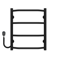 Elektrischer Handtuchwärmer Trapezium P4 400х500 Deffi edelstahl (Schwarz, EF16, Linker Anschluss)