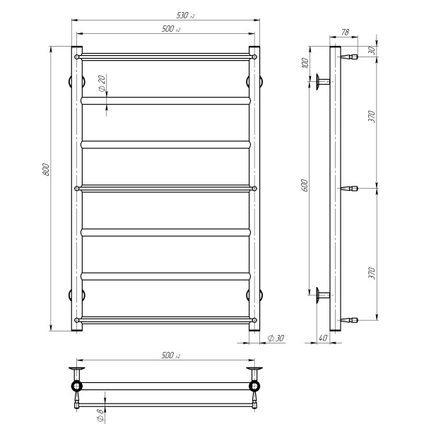 Elektrischen Handtuchwärmer kaufen Ladder P7 500х800 Deffi edelstahl (Weiss, EF16, Richtige Verbindung) 