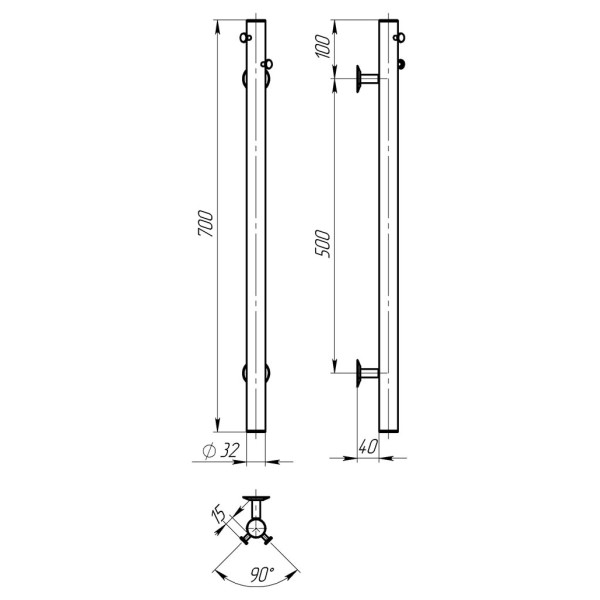 Buy electric heated towel rail Chloe 30x700 Deffi stainless steel (White, WD03)