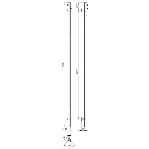 Buy electric heated towel rail Chloe 30x1600 Deffi stainless steel (Chrome, JD03)
