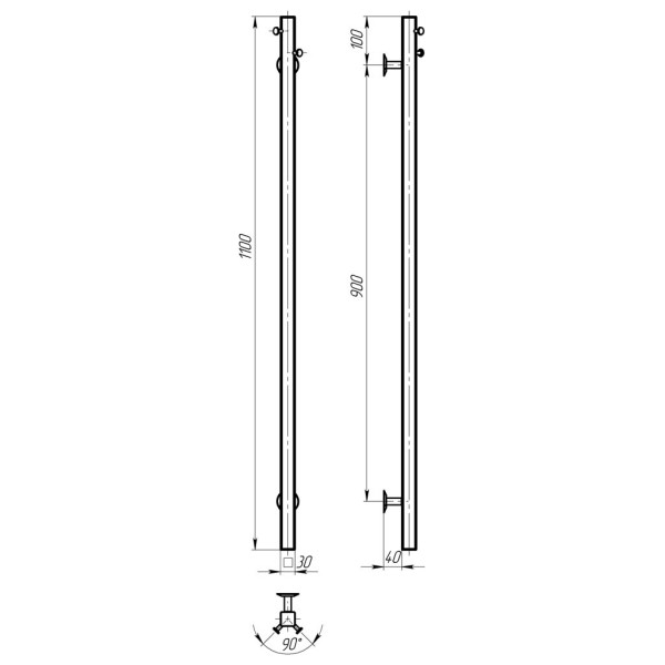 Купити рушникосушарку електричну Holly 30x1100 Deffi нержавіюча сталь (Хром, JD04)